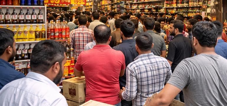Liquor Contractors Slash Prices on Last Day of Financial Year in Punjab; Massive Rush at Vends