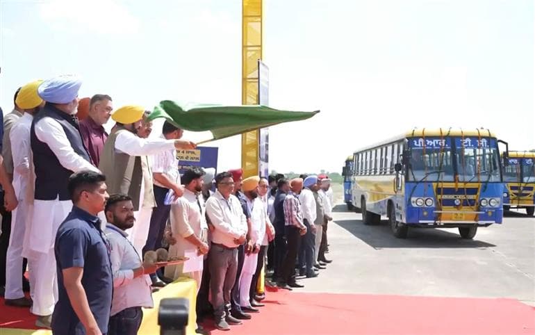 Punjab Strengthens Public Transport, CM Bhagwant Mann Flags Off 100 New Buses in Patiala