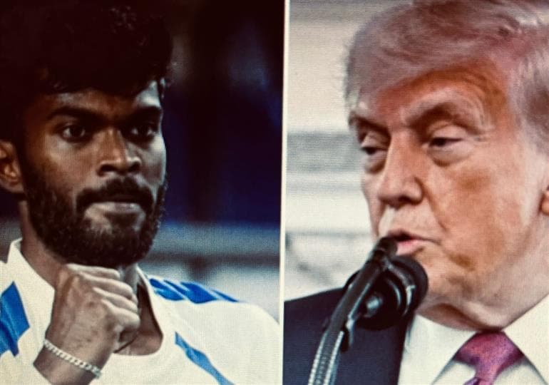 Trump Applauds Indian Tennis Star Dhakshineswar Suresh at White House Event 