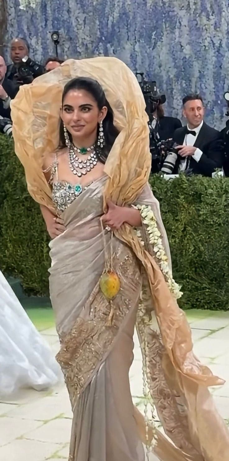 Isha Ambani Stuns in Real Gold-Thread Saree, Turns Heads with Regal Look at Met Gala 2026