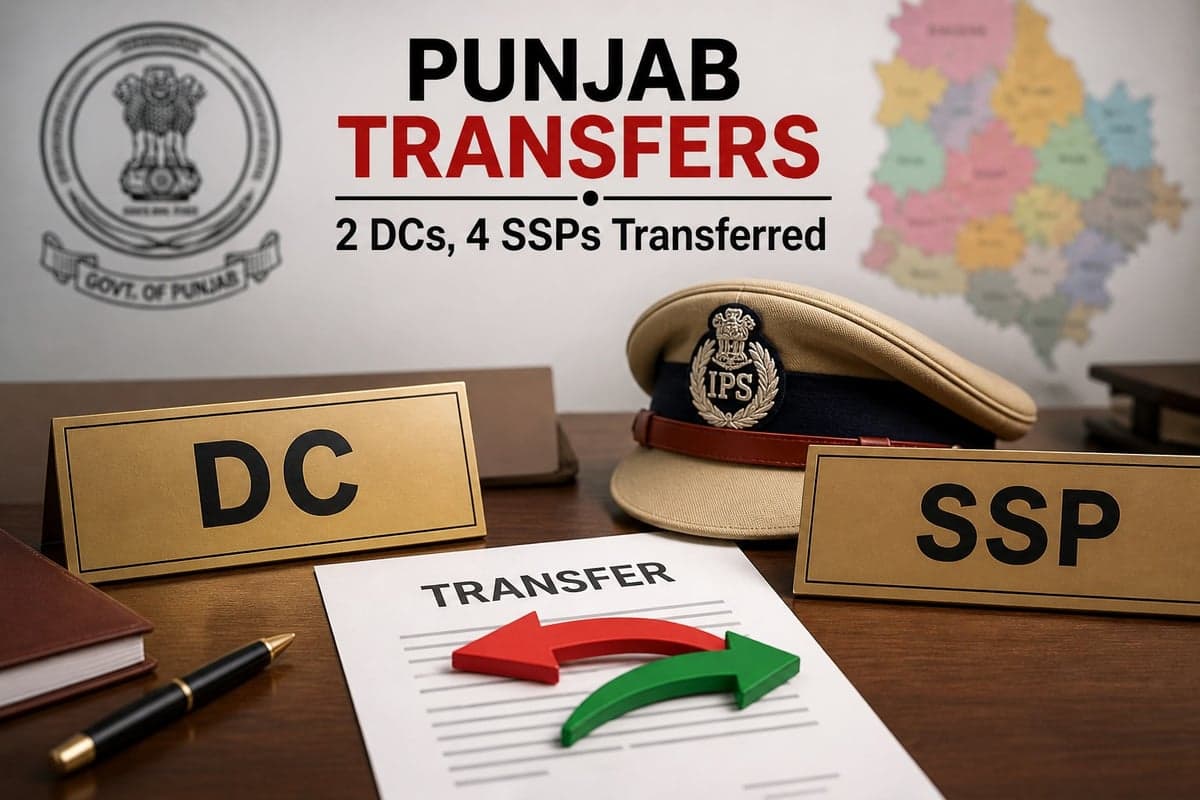Punjab Government Transfers 2 DCs, 4 SSPs in Late-Night Administrative Reshuffle