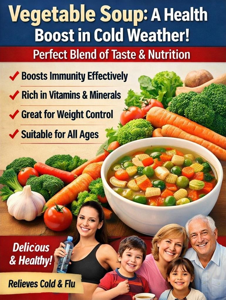 Vegetable Soup Emerges as a Strong Health Support in Cold Weather, a Perfect Blend of Taste and Nutrition 