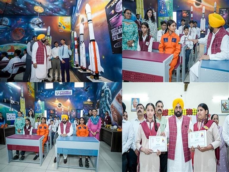 Mann interacts with students at School of Eminence in Adampur