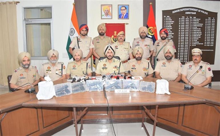Six linked cross-border smuggling modules held in Amritsar; Three Tisas PX-5.7 among six pistols recovered