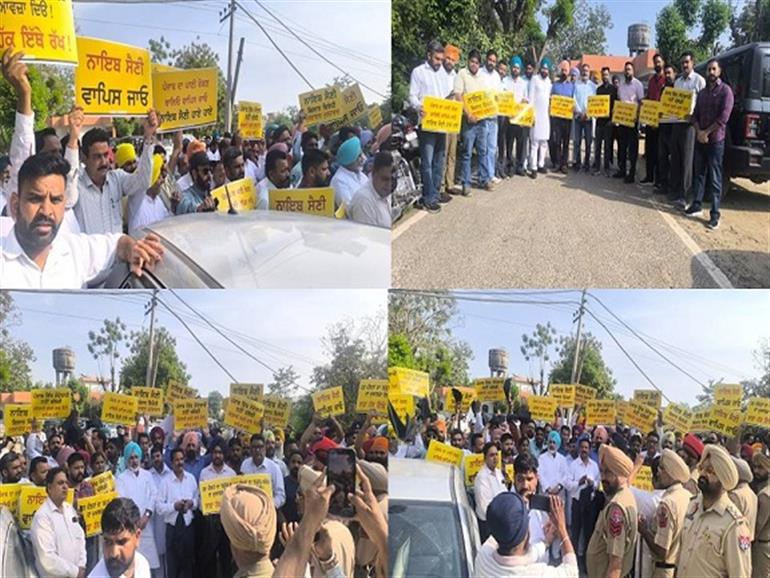 Saini Faces Black Flags in Samana; AAP Stages Protest with ‘Go Back’ Slogans