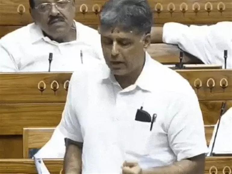 Chandigarh MP Manish Tewari, speaking in Parliament. (Twitter)