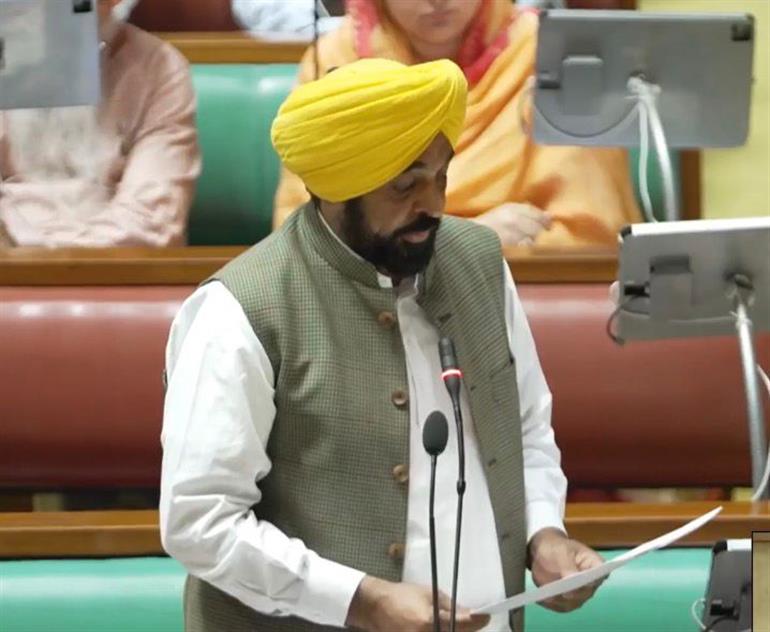 Punjab Chief Minister Bhagwant Mann during the special session of the Punjab Legislative Assembly.