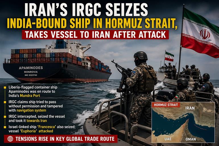 IRGC Seizes India-Bound Ship in Hormuz Strait, Takes Vessel to Iran After Attack