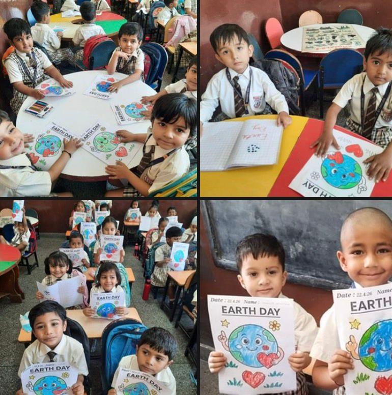 Earth Day Modern Ways Model School Students Create Eco-Friendly Paintings