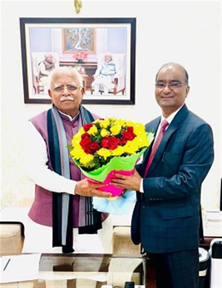 Newly appointed Chairman of HERC Nand Lal Sharma paid a courtesy call on CM