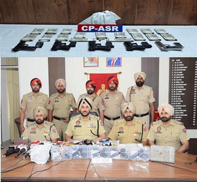Nine held with 1.5kg Heroin, 5 sophisticated weapons & 9.7L drug money in Amritsar