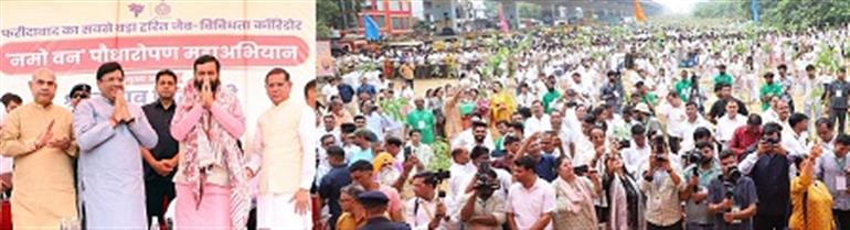 CM plants saplings during the mega plantation drive in Faridabad