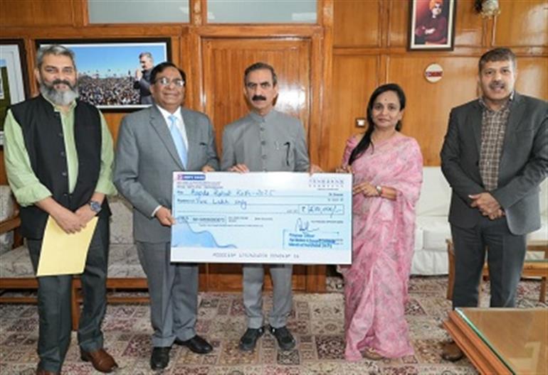  Health secretary presented cheque on behalf of Atal Medical & Research Univ to CM