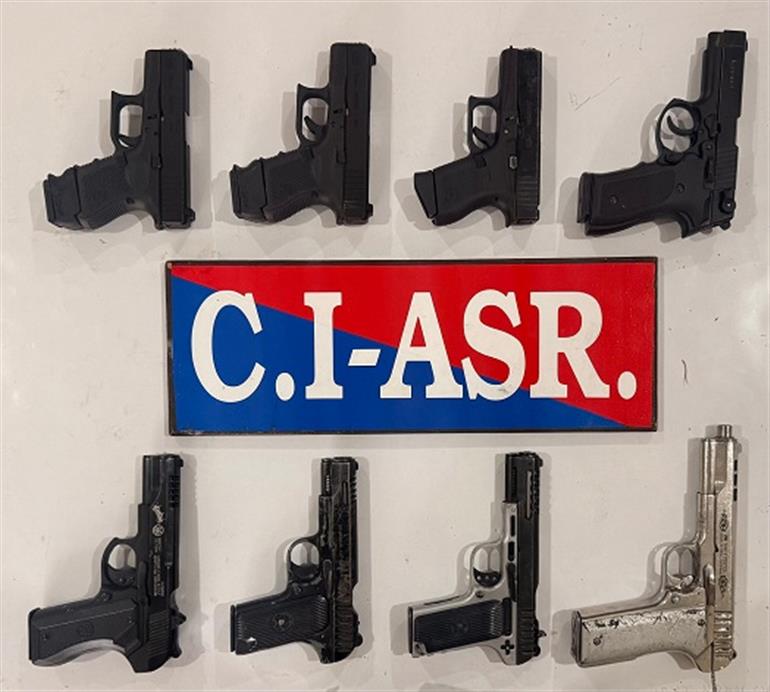 Cross border arms smuggling network busted in Amritsar; Three held with 8 sophisticated pistols