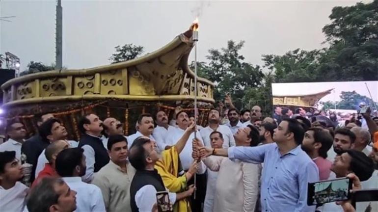 Lighting of a 15-Foot-Tall Asha Deep in Faridabad