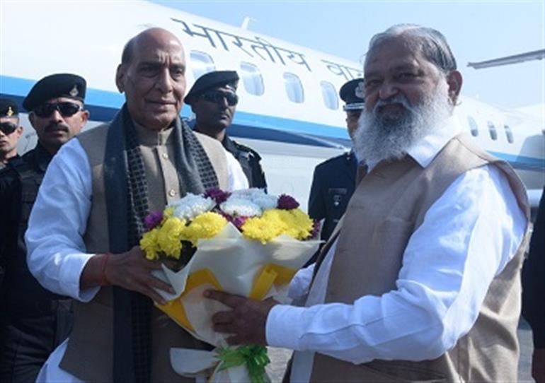 Vij welcomed Defence Minister Rajnath Singh at Ambala Air Force Station
