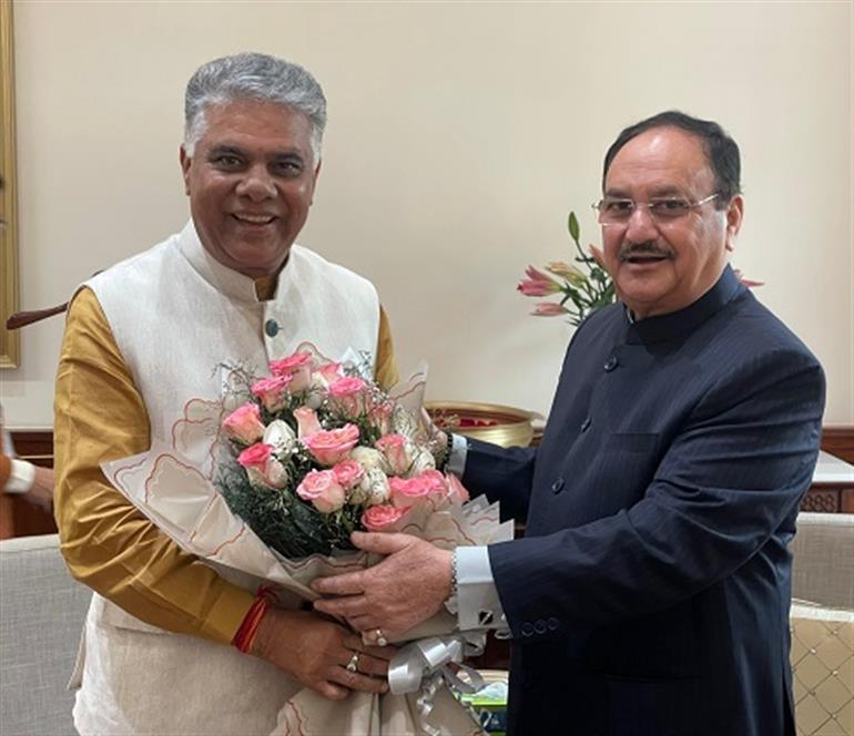 MP Rajeev Bhardwaj Pays Courtesy Call on BJP National President Nadda, Extends Birthday Greetings