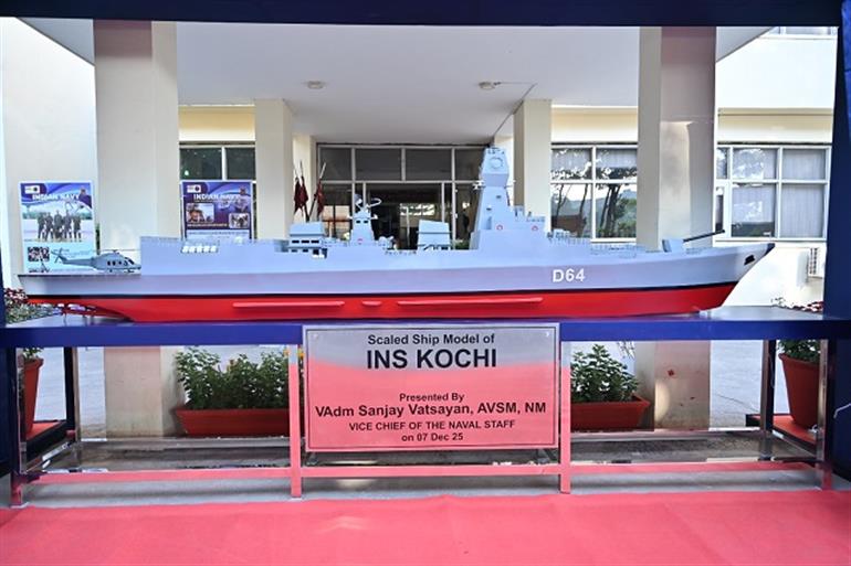 Tri-Serives military heritage display completed at MRSAFPI inauguration of INS Kochi model