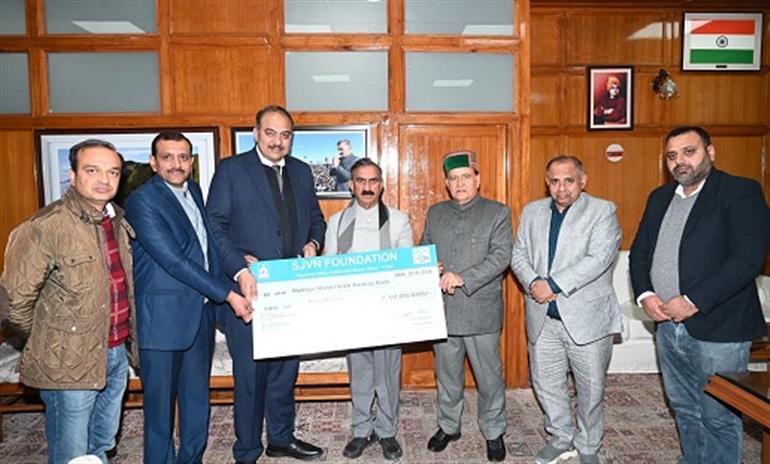 SJVN contributes Rs. 10 lakh to Chief Minister Sukh Ashray Kosh