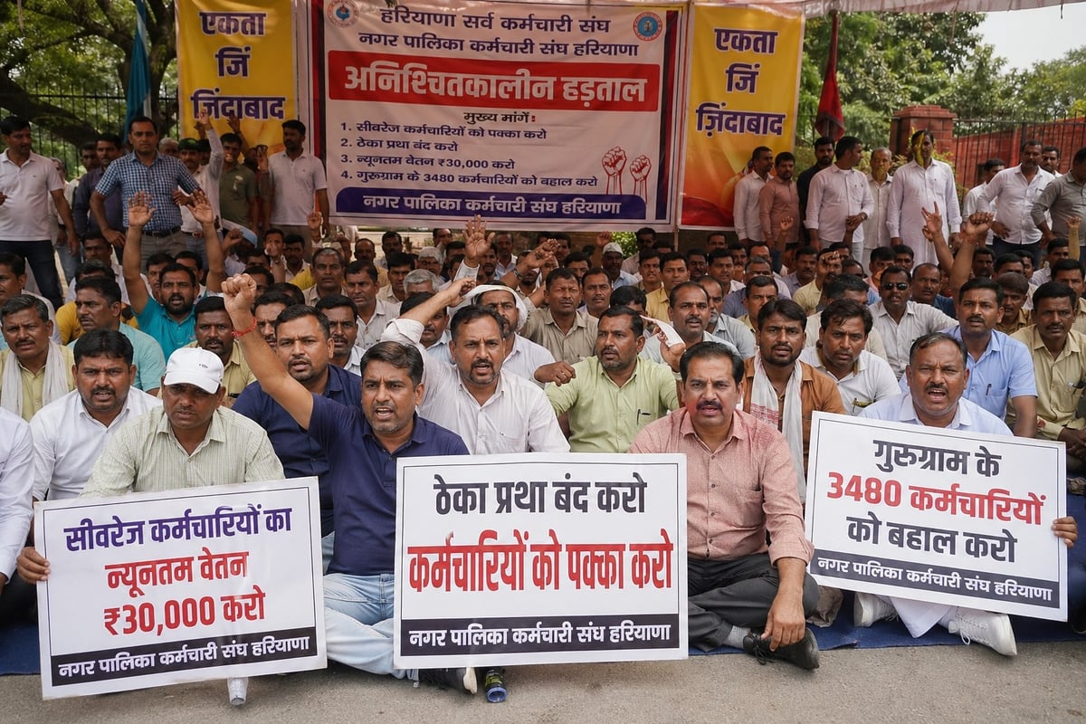 30,000 Civic Workers Launch Indefinite Strike in Haryana After Talks Fail
