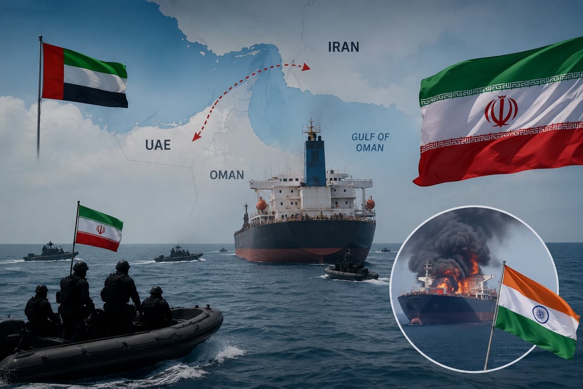 Ship Seized Near UAE Coast, Towed Toward Iran; Indian-Flag Vessel Attacked Near Oman