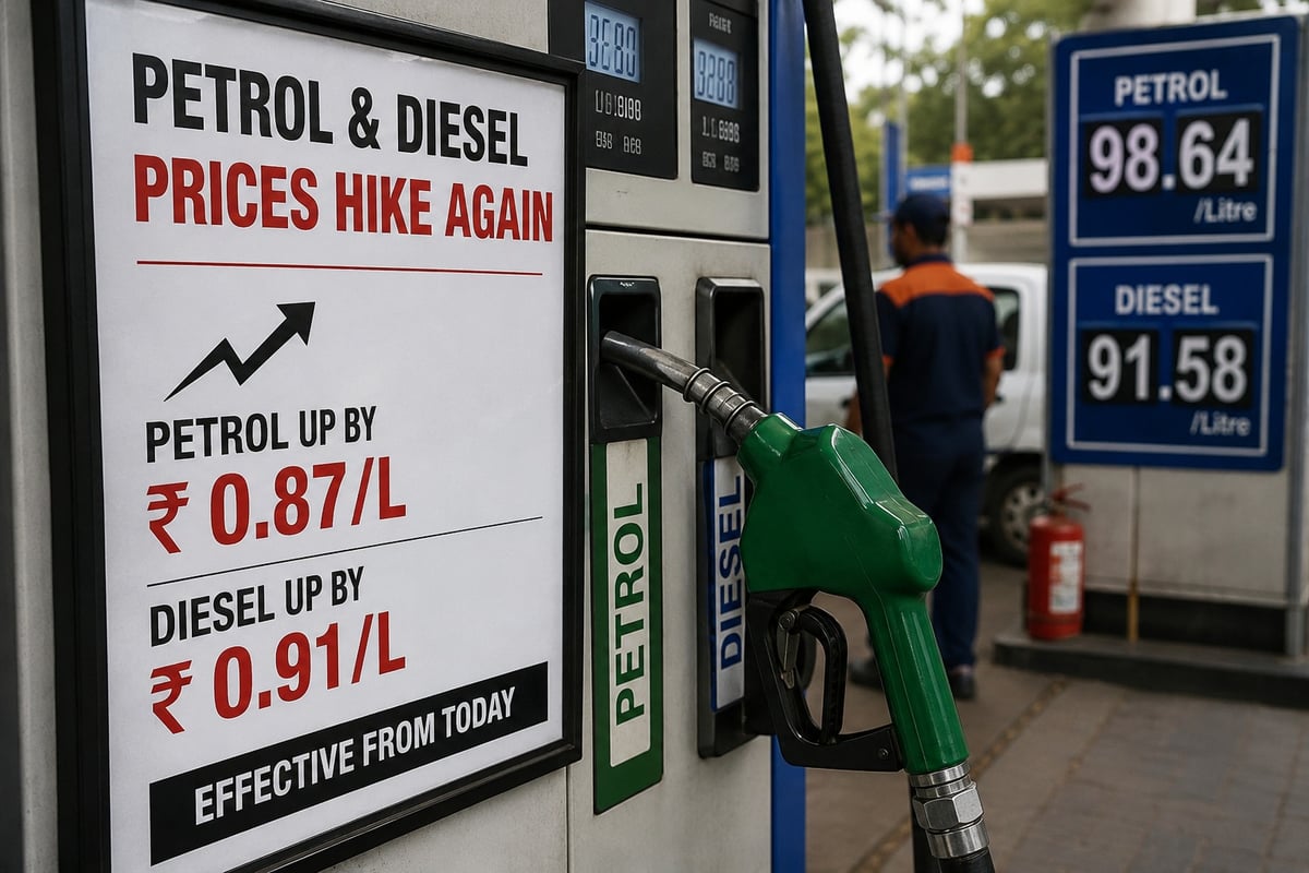 Fuel Prices Rise Again: Petrol, Diesel Hiked by Around 90 Paise Per Litre Across India
