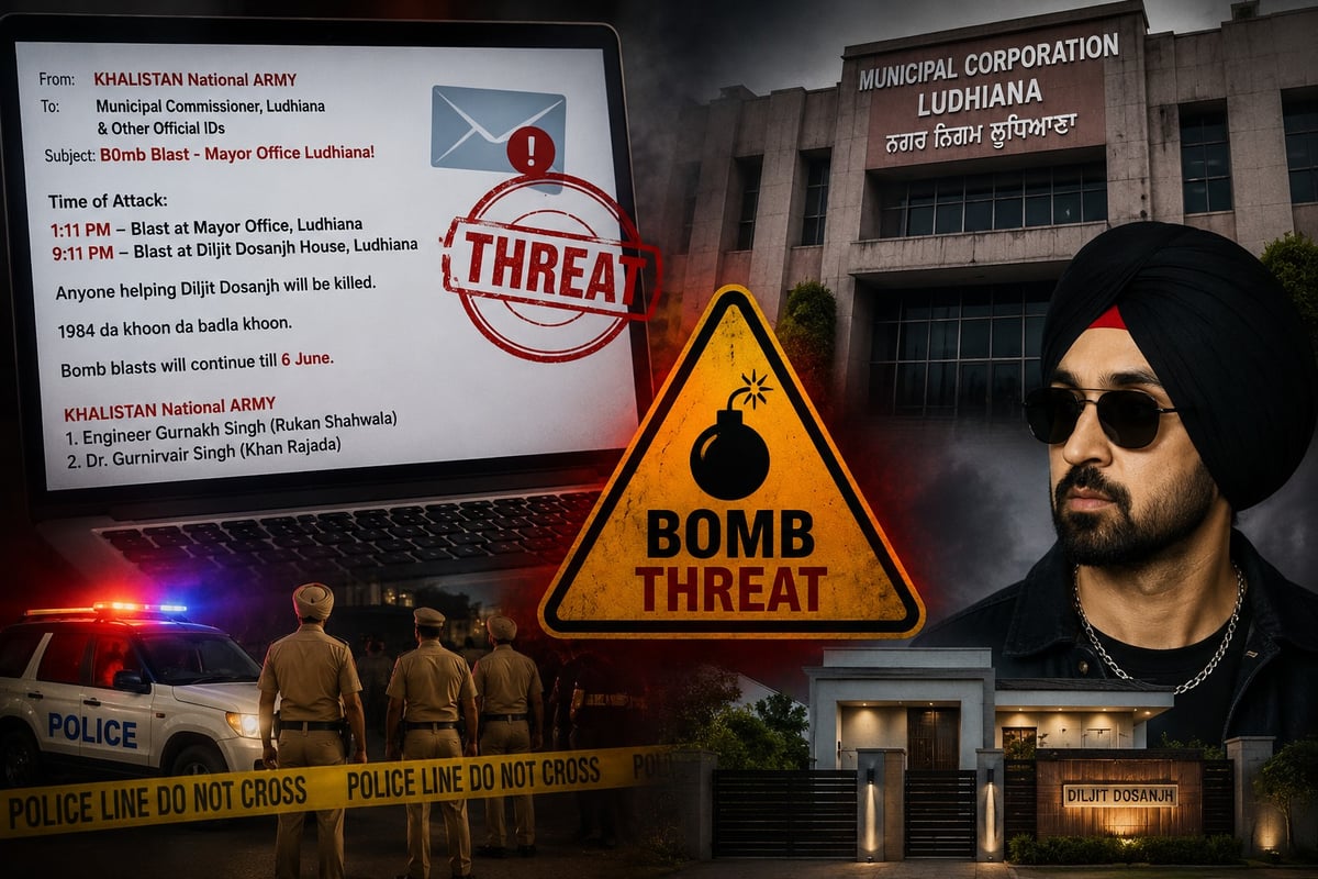 Bomb Threat Targets Ludhiana Mayor’s Office, Diljit Dosanjh’s Home on High Alert