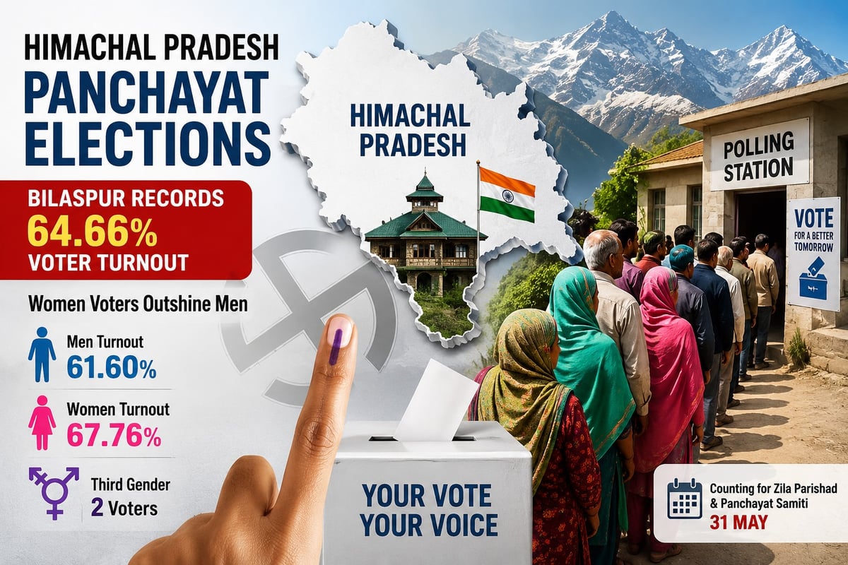 Bilaspur Records 64.66% Voter Turnout in Himachal Panchayat Polls; Women Outshine Men