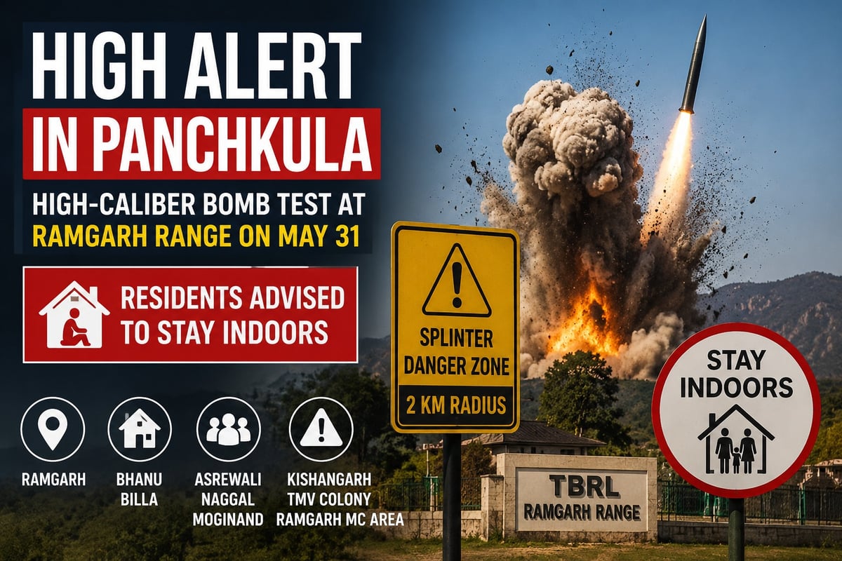 High Alert Issued in Panchkula Ahead of High-Caliber Bomb Test at Ramgarh Range