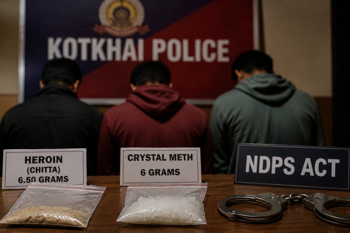 Three Chandigarh Residents Held in Kotkhai Himachal, Heroin and Crystal Meth Seized