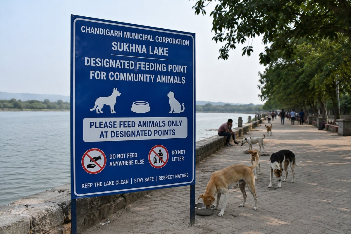 Chandigarh MC Bans Open Feeding for Stray Animals at Sukhna Lake; Designates 8 Feeding Zones