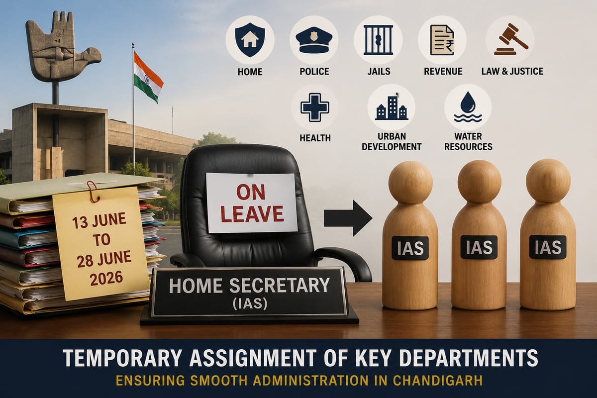Chandigarh Administration Reshuffles Key Departments as Home Secretary Goes on Leave
