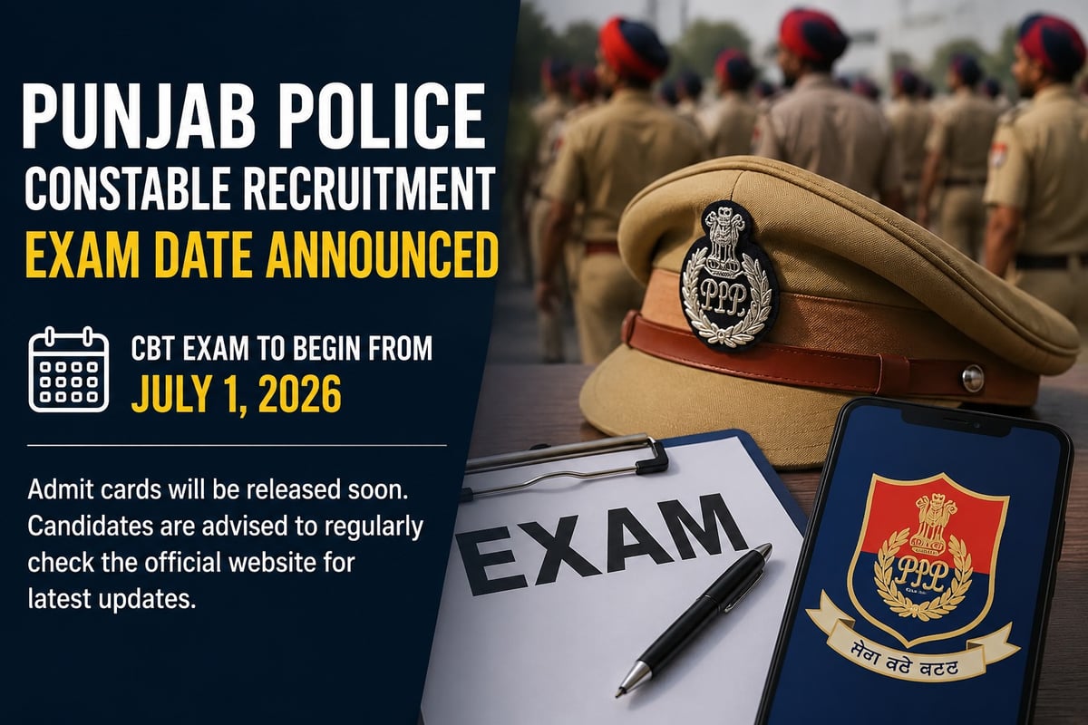 Punjab Police Constable Recruitment Exam Date Announced