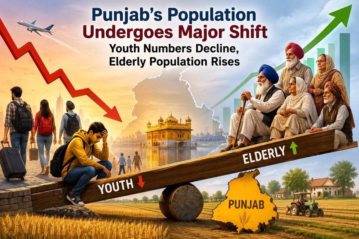 Punjab's Population Undergoes Major Shift; Youth Numbers Decline, Elderly Population Rises