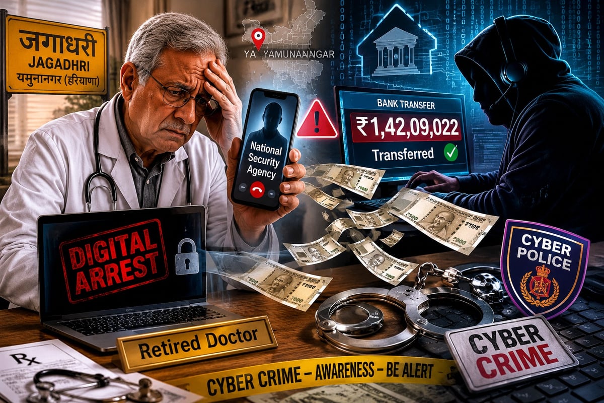 Retired Doctor Duped of ₹1.42 Crore in 18-Day 'Digital Arrest' Cyber Scam in Yamunanagar