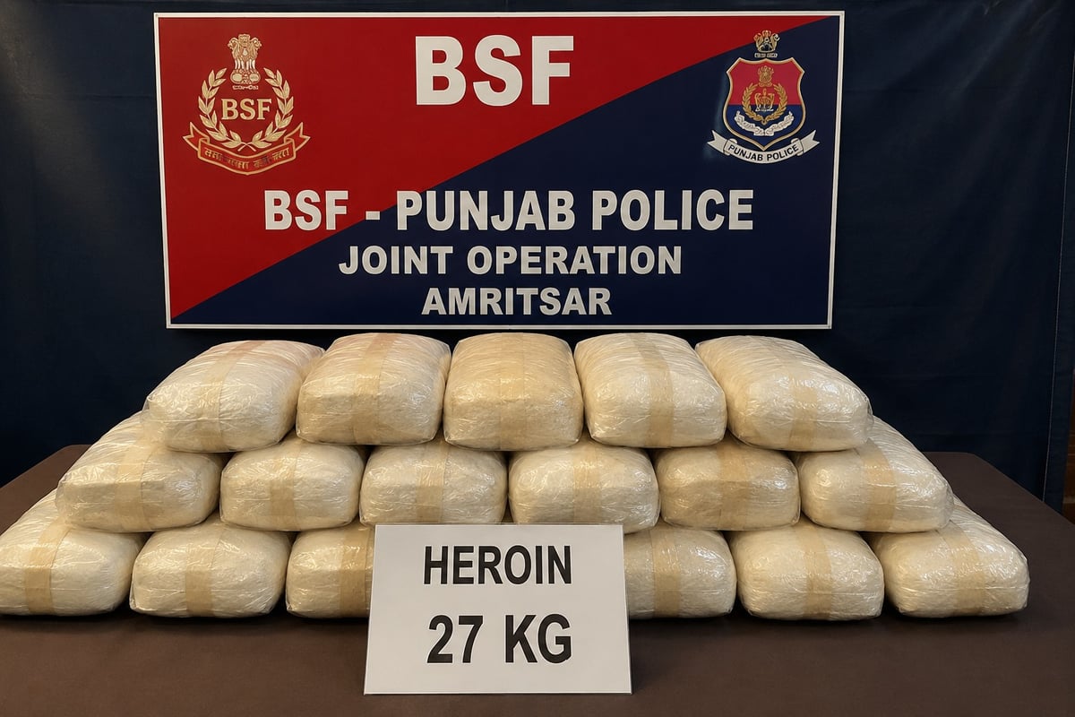 BSF, Punjab Police Seize 27 Kg Heroin Near India-Pakistan Border in Amritsar