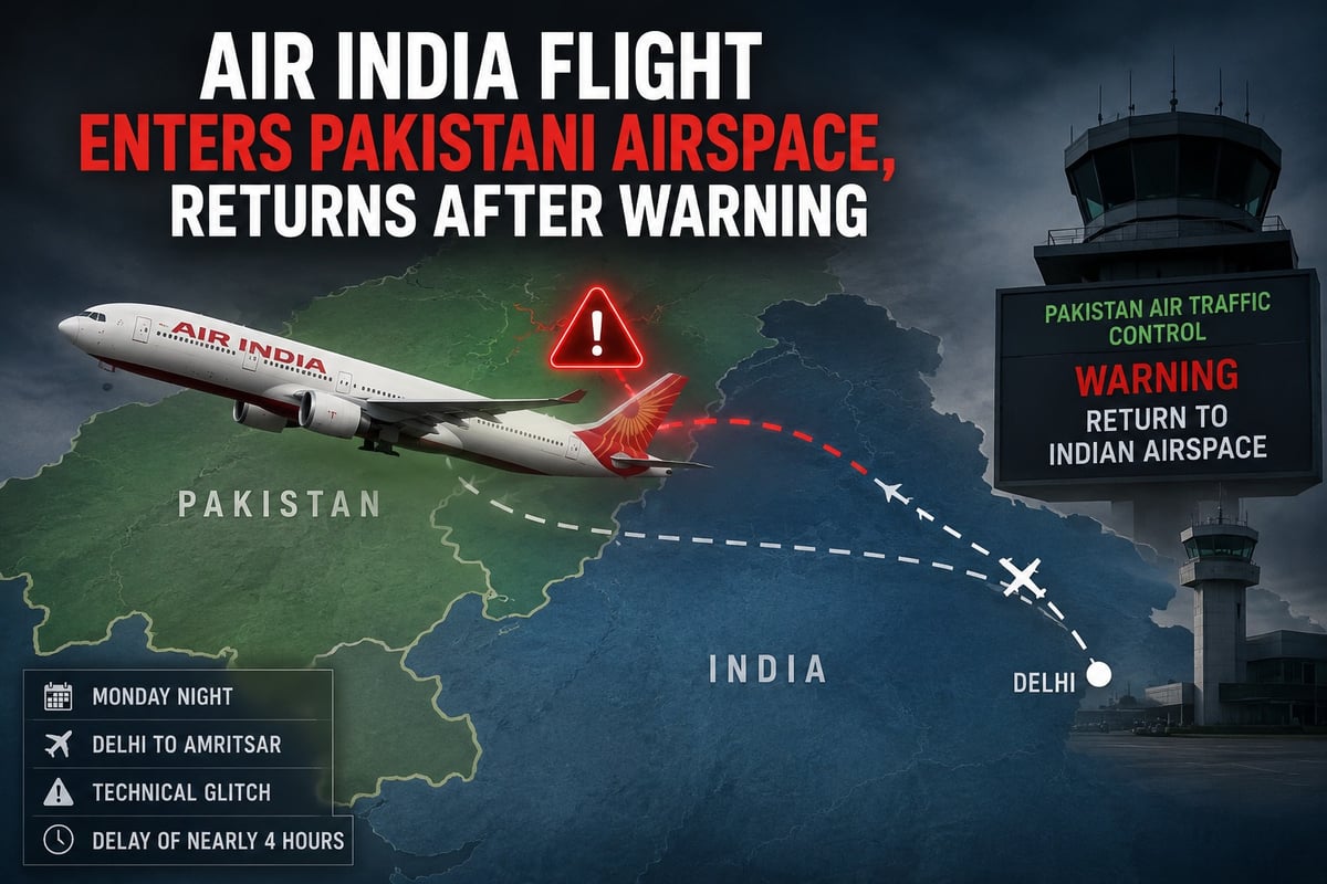 Air India Flight Enters Pakistani Airspace After Technical Glitch, Forced to Return After Warning