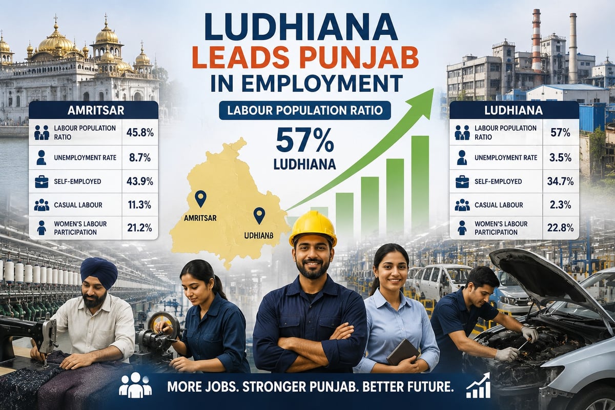 Ludhiana Emerges as Punjab’s Employment Leader, Outperforms Delhi on Key Job Indicators