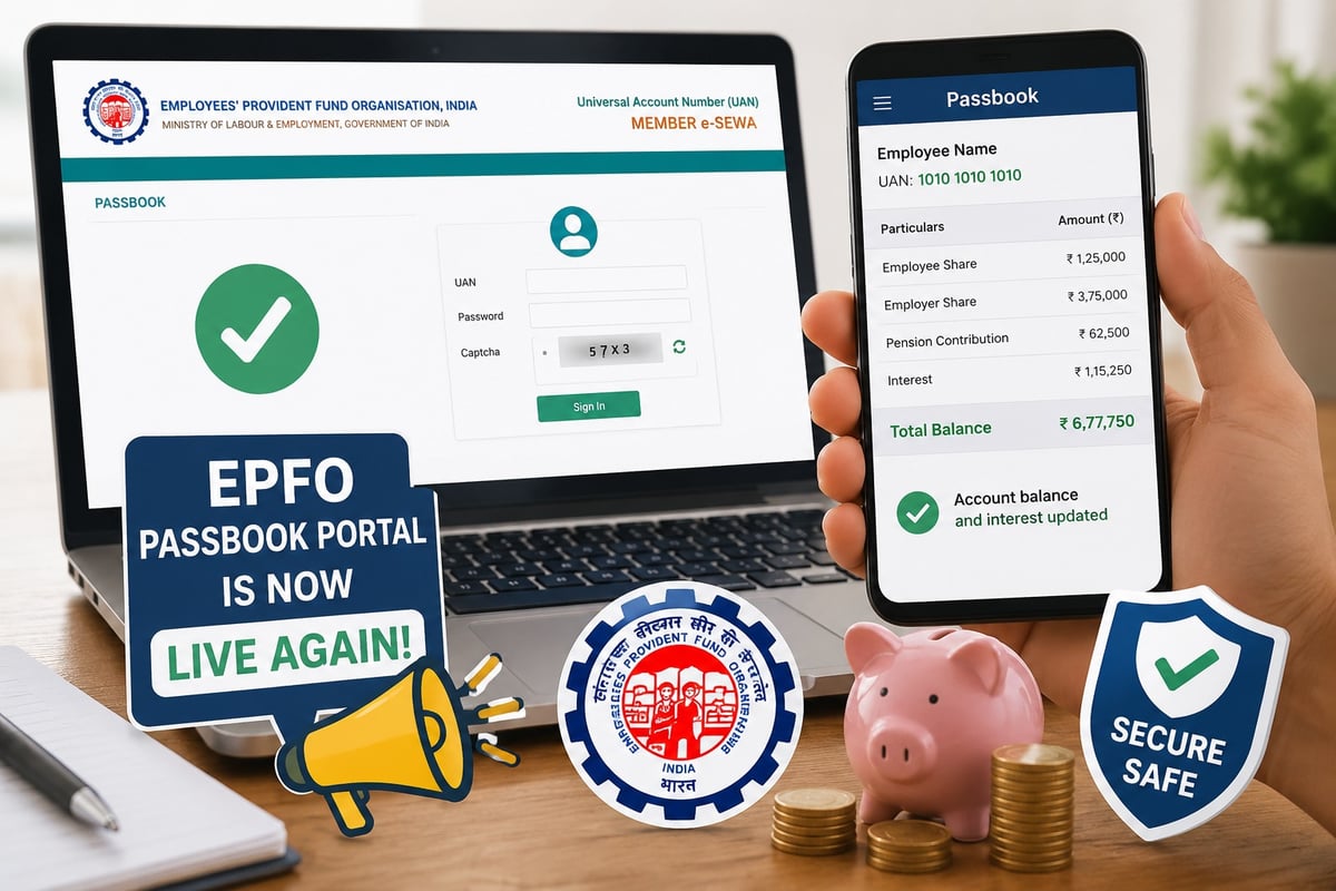 EPFO Passbook Portal Back Online After Maintenance; Members Can Now Check PF Balance and Interest