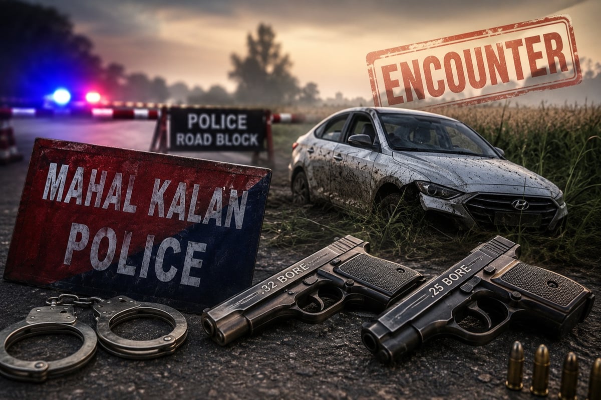 Police Encounter in Barnala; Two Alleged Gangsters Arrested, Illegal Pistols Seized