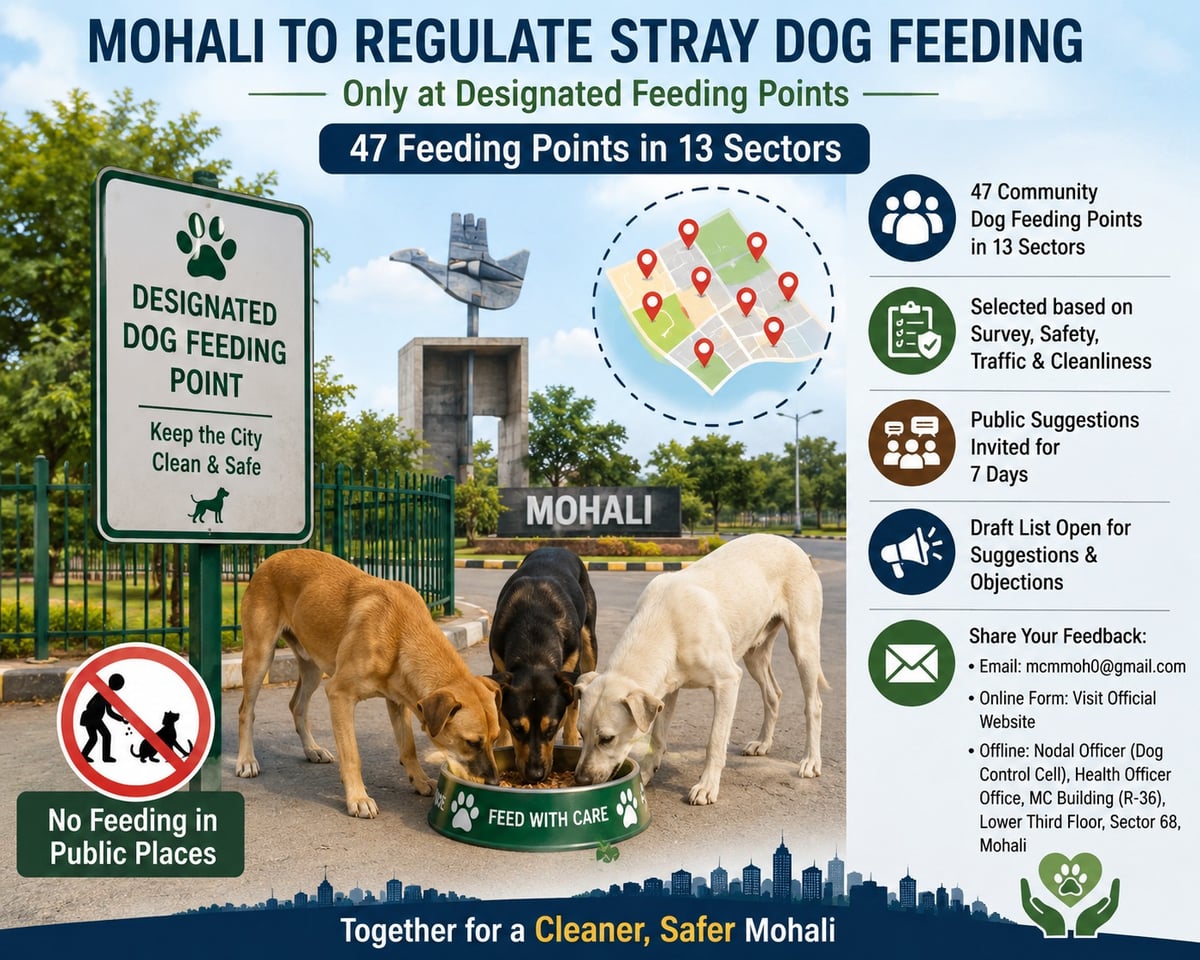 Mohali Plans 47 Designated Feeding Points for Stray Dogs, Public Feedback Invited