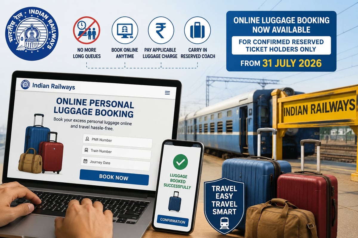 Indian Railways Launches Online Personal Luggage Booking for Reserved Passengers