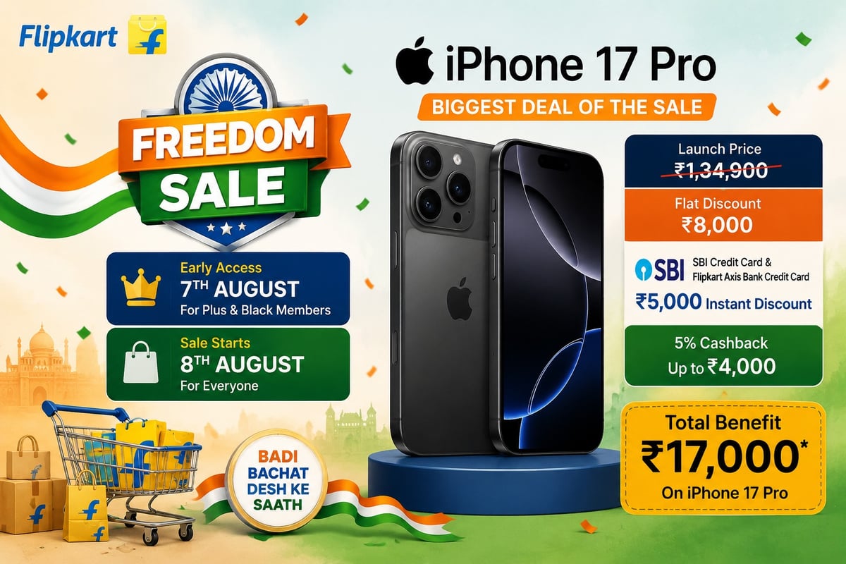 Flipkart announces Freedom Sale: Up to ₹17,000 benefit on iPhone 17 Pro