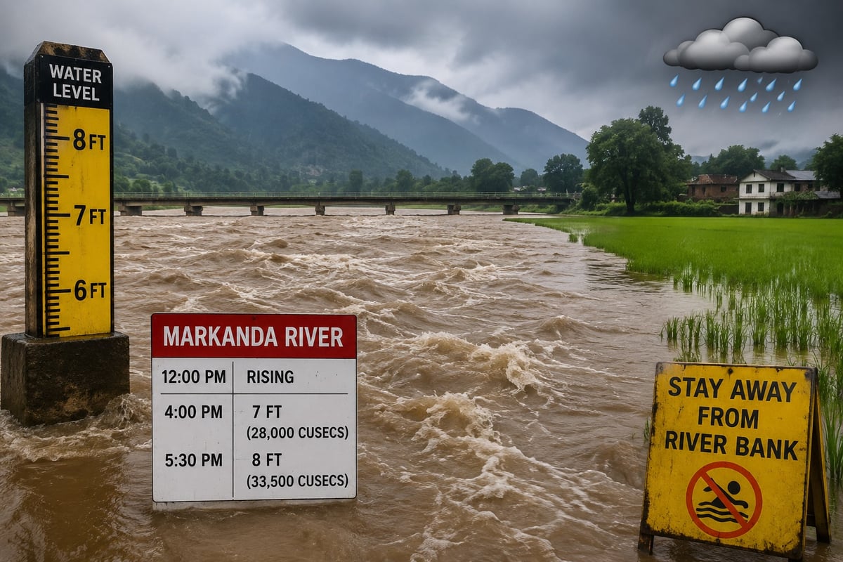 Heavy rain in hills Causes sudden rise in Markanda river, water enters farmlands