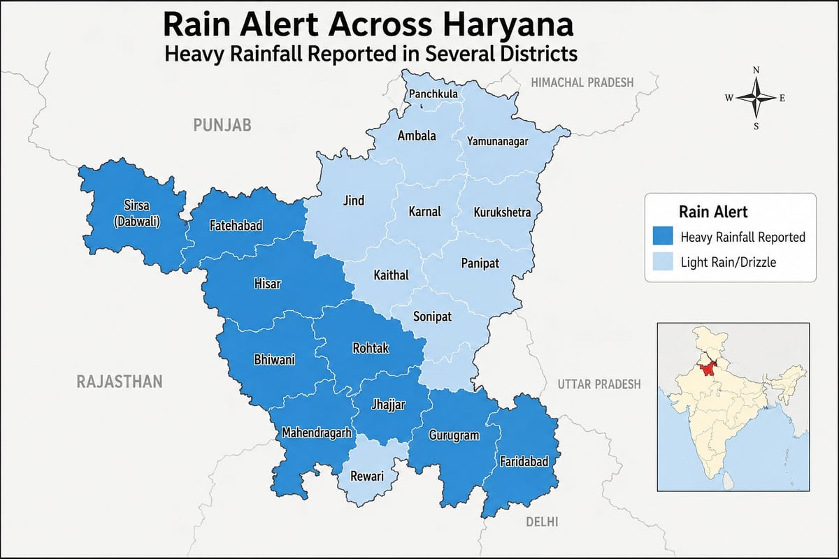 Rain alert across Haryana; Heavy showers trigger waterlogging in Rohtak, Jhajjar and Faridabad