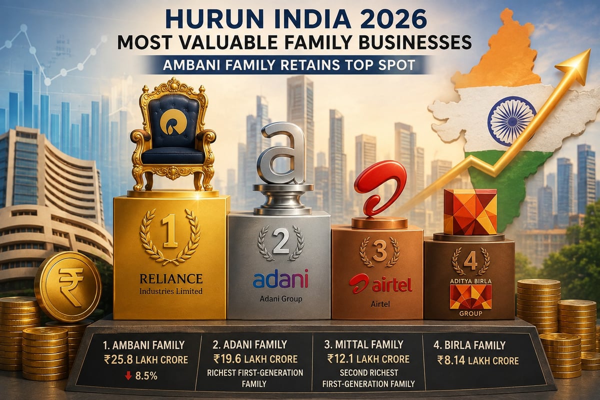 Hurun List 2026: India family business rankings Ambani family retains top spot