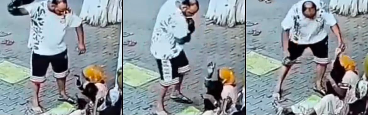 Helpless woman beaten with slippers outside temple; shocking viral video from Kapurthala