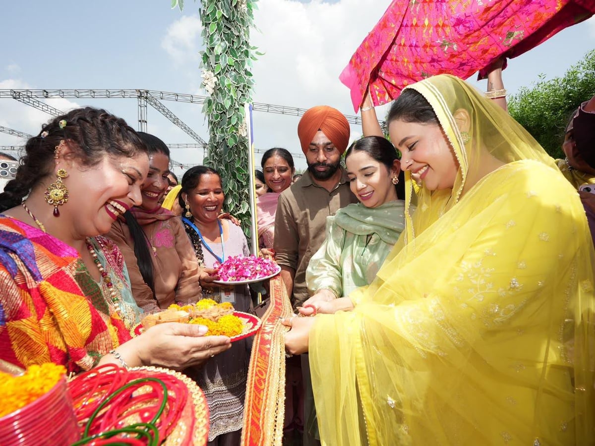 Dr Gurpreet Kaur Mann celebrates Teej with women in Moga and Baghapurana