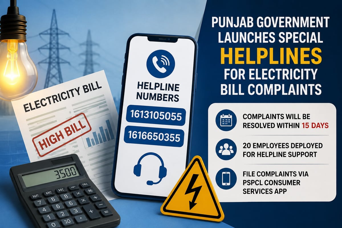 Punjab Govt launches special helplines for electricity bill complaints, resolution within 15 days