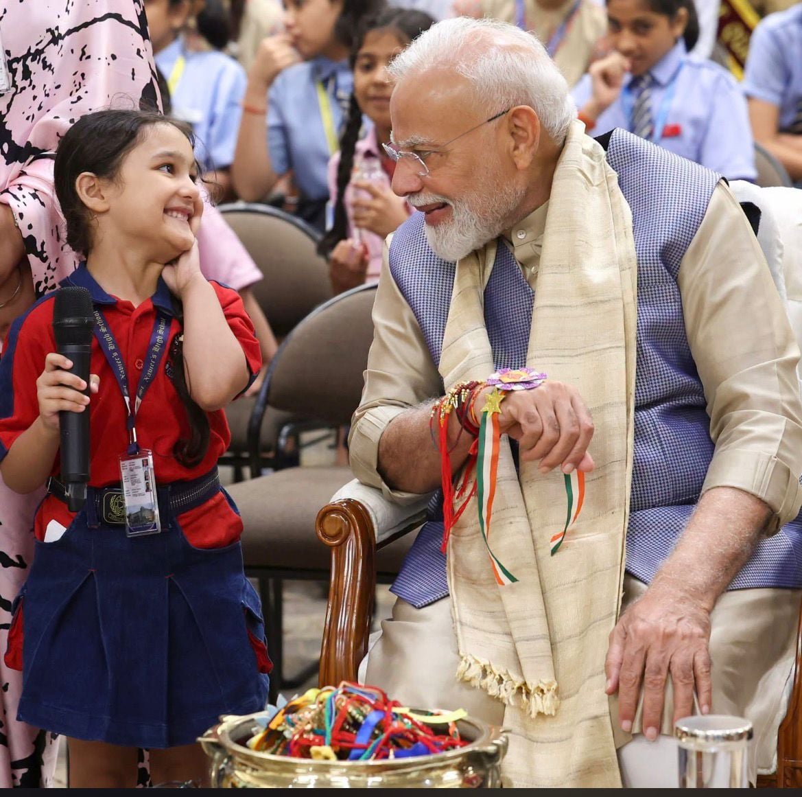 PM Modi celebrates Raksha Bandhan with schoolchildren